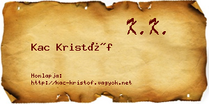 Kac Kristóf névjegykártya